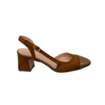 Slingback in camoscio con punta metallizzata