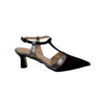 scarpa con tacco in camoscio, chiusura alla caviglia, tacco 65mm