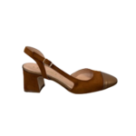 Slingback in camoscio con punta metallizzata