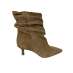 stivaletto in camoscio con tacco e design arriciato
