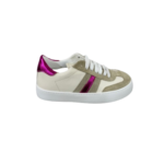 sneakers in nappa e camoscio, inserti in contrasto laterali, allacciatura frontale, fondo 20mm